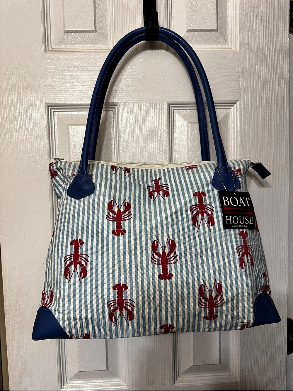 Boat House Insulated Tote Bag-Lobster Print-Blue & White NWT